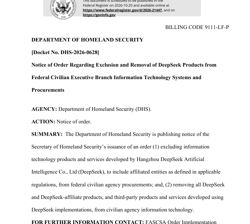 DeepSeek banned out of US civilian IT, built-on tools too