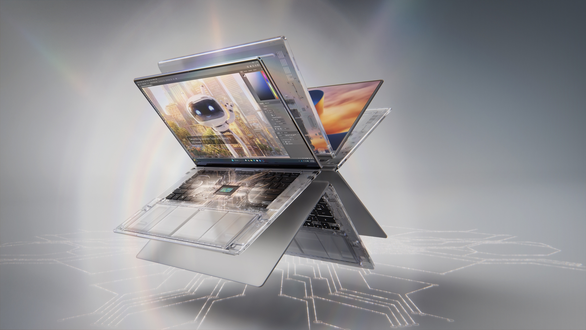 NVIDIA's launch render for RTX Spark: an exploded laptop showing the SoC and memory package at the center of the board. (Image: NVIDIA newsroom)