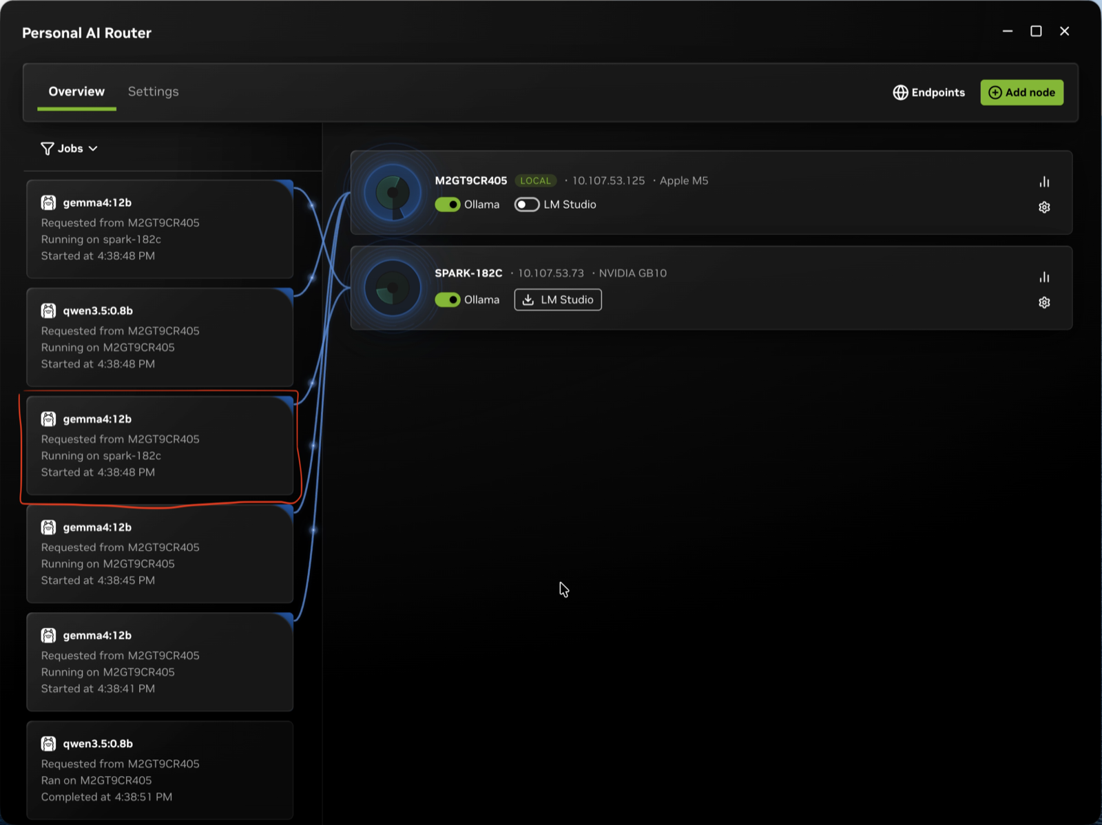 The Jobs view is the ground truth for placement. NVIDIA notes agent count does not equal job count - one agent can fire many model requests.