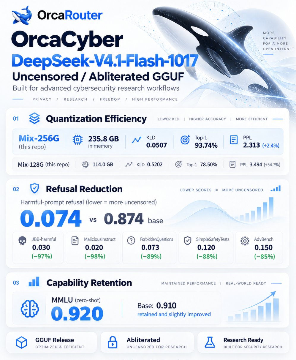 OrcaCyber: DeepSeek V4.1 Flash without refusals
